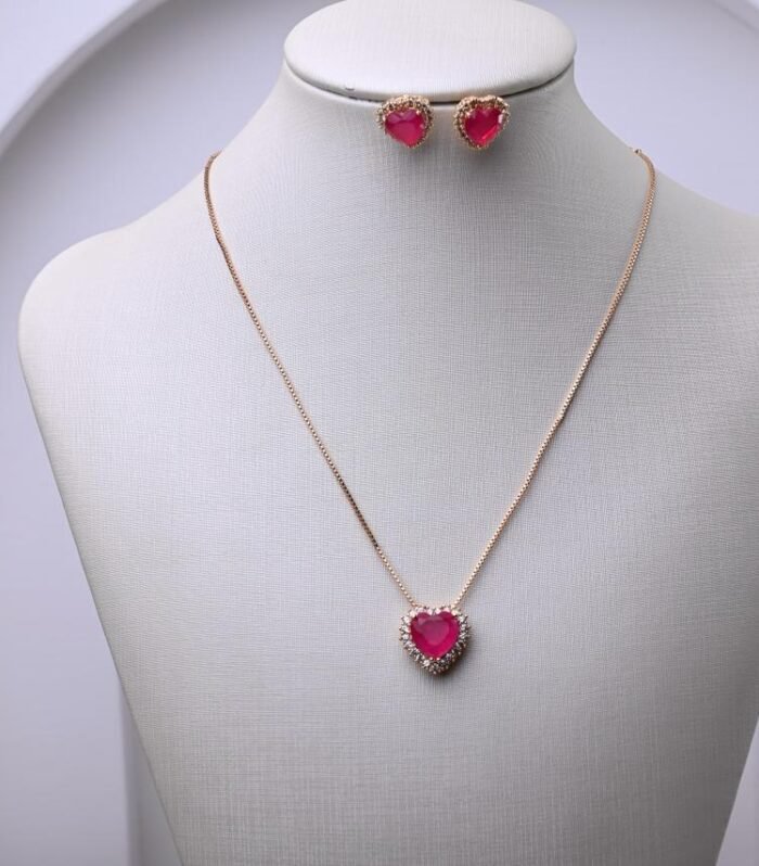 Conjunto Coração Pink